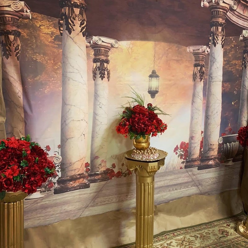 AOFOTO 10x10ft Romantic Wedding Royal Gazebo Background Classic Gloriette Photography Backdrop Vintage Garden Pavilion Retro Columns Photo Studio Props Lovers Girl Artistic Portrait Vinyl Wallpaper - Image 4